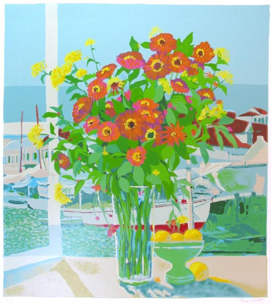 Russ Elliott Floral Vase II - Click Image to Close