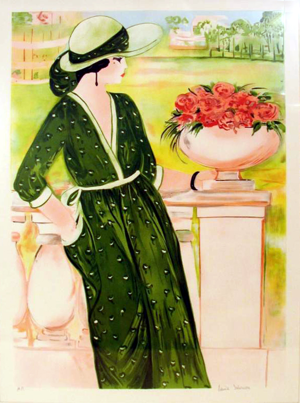 Louise Salamon Women in Green Dress - Click Image to Close