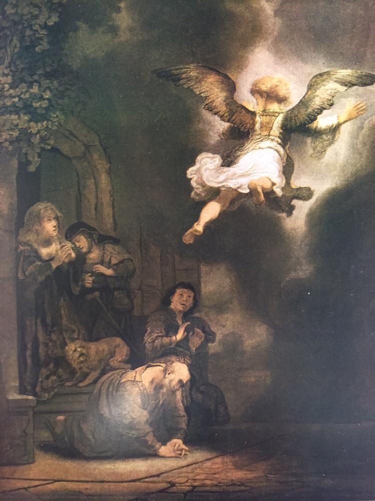 Rembrandt The Angel Leaving Tobias and his Family c.1637 Fine Art Print from Museum Artist