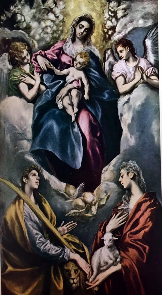 El Greco (Domenicos Theotocopolos) Virgin with Santa Ines and Santa Tecla c.1597-99 Fine Art Print from Museum Artist