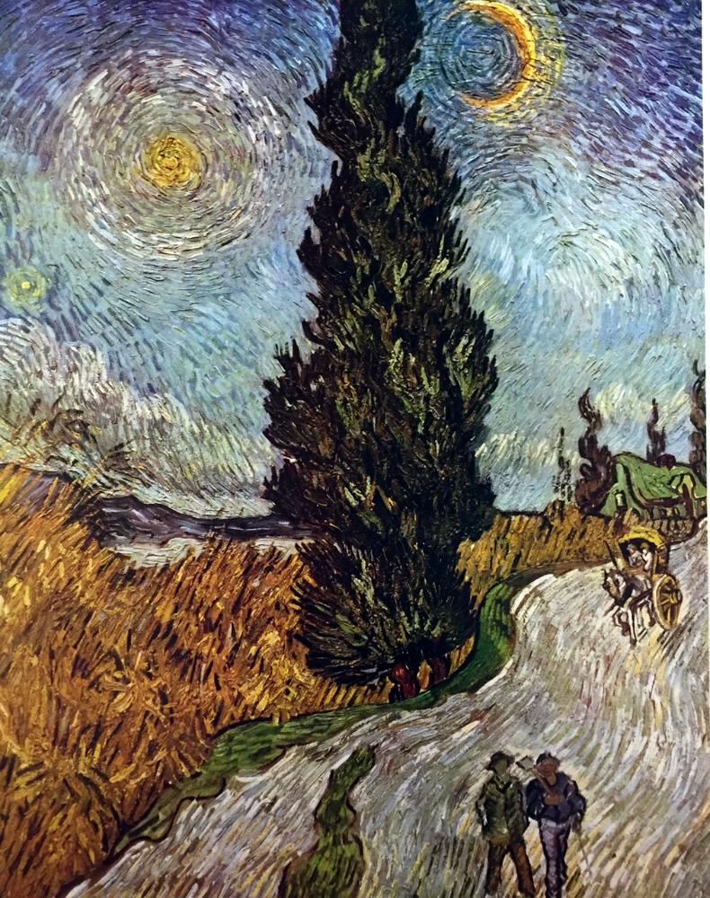 Vincent Van Gogh Road with Cypress c.1890 Fine Art Print from Museum Artist - Click Image to Close