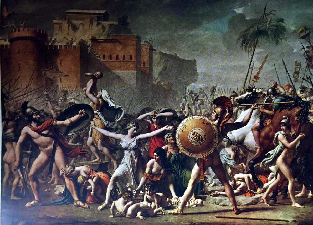 Masterpieces Jacques Louis David: The Battle of the Romans and Sabines c.1799 Fine Art Print from Museum Artist