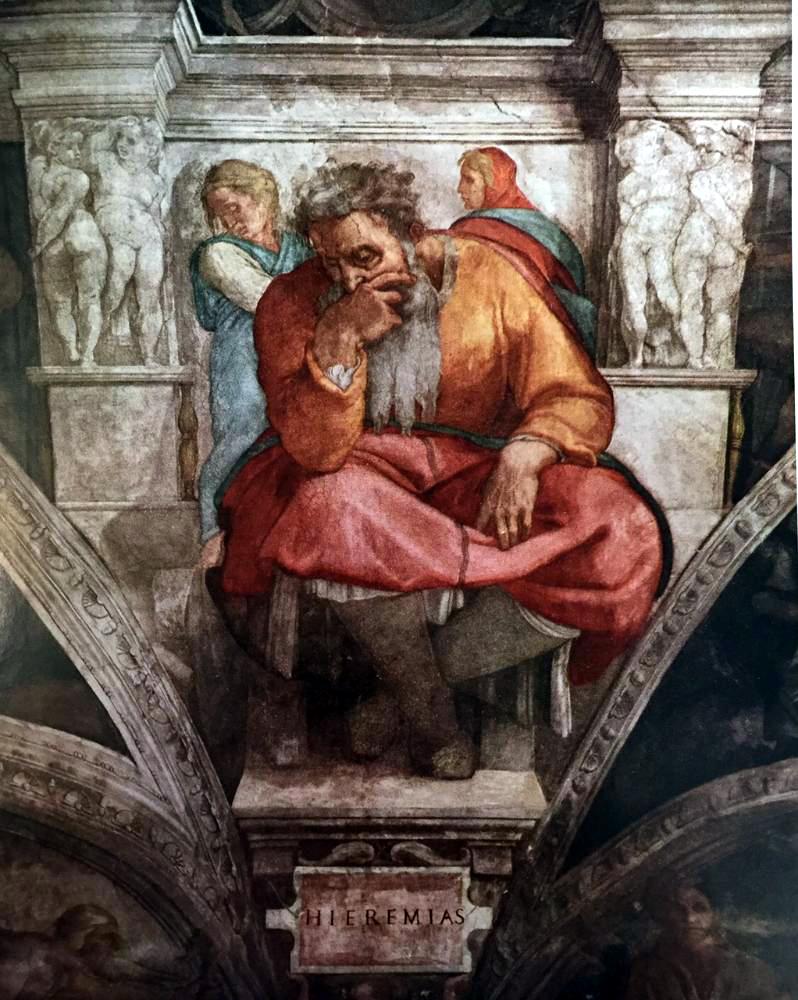 Masterpieces of Italian Painting Michelanglo The Prophet Jeremiah c.1510 Fine Art Print from Museum Artist