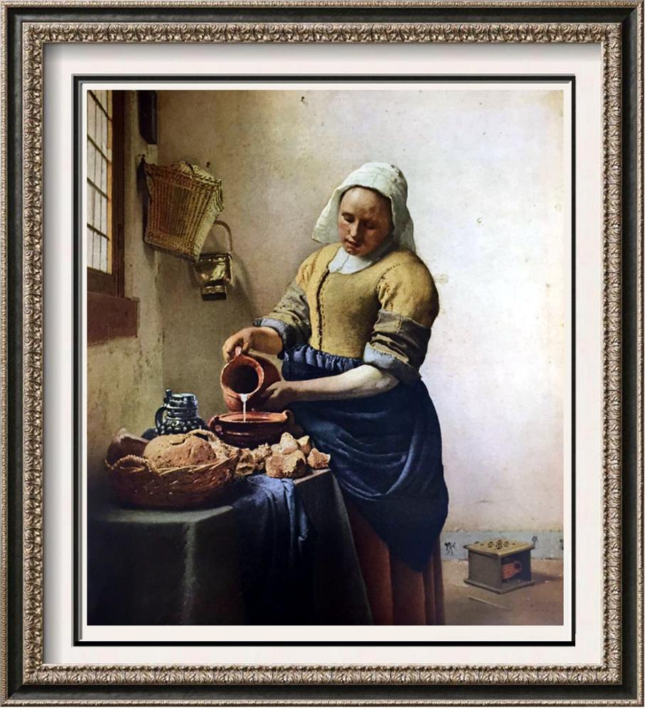Masterpieces of Dutch Painting Jan Vermeer: The Milkmaid c.1658 Fine Art Print from Museum Artist