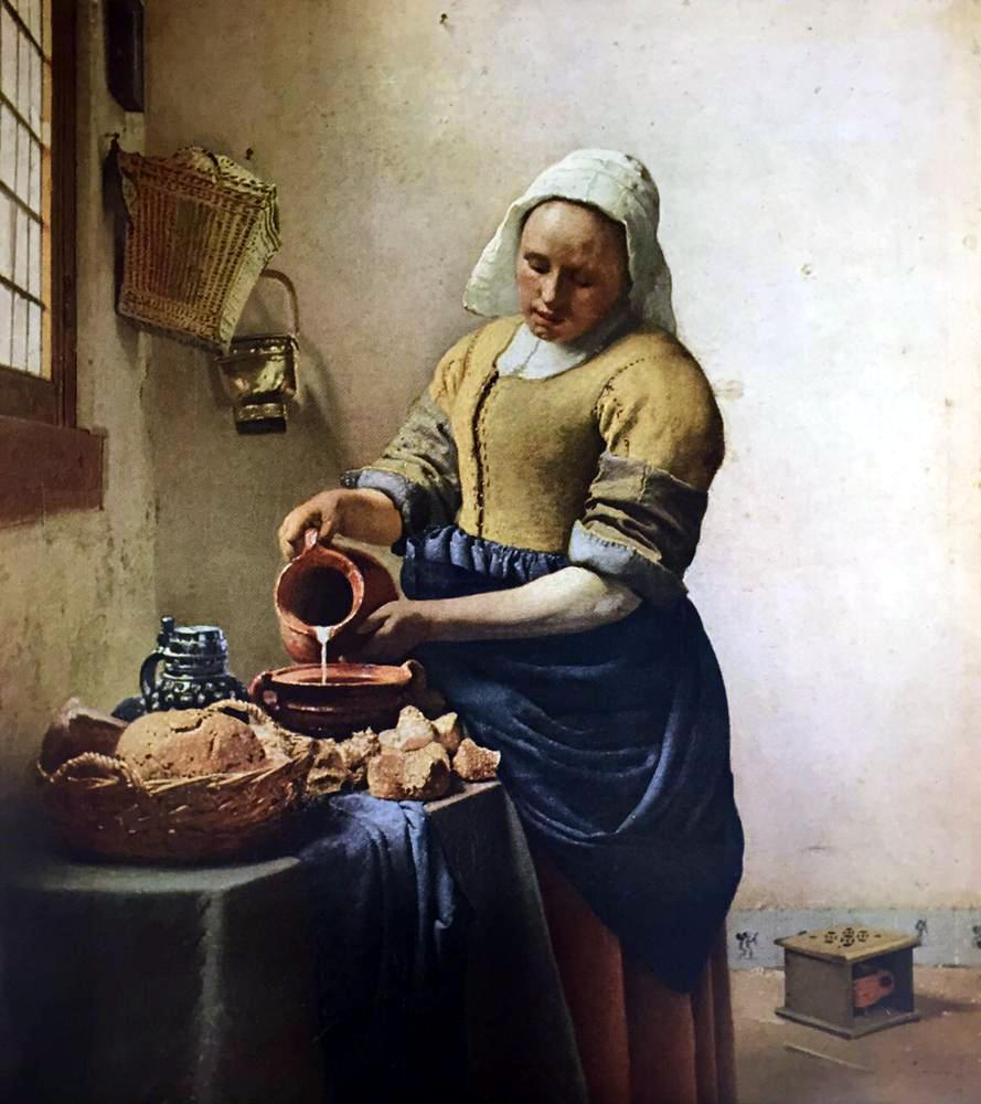 Masterpieces of Dutch Painting Jan Vermeer: The Milkmaid c.1658 Fine Art Print from Museum Artist - Click Image to Close