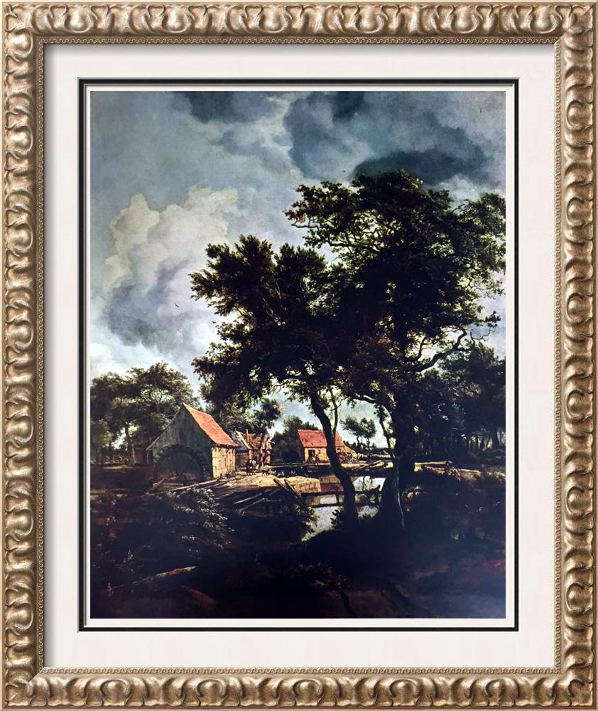 Masterpieces of Dutch Painting Meindert Hobbema: The Watermill c.1664 Fine Art Print from Museum Artist