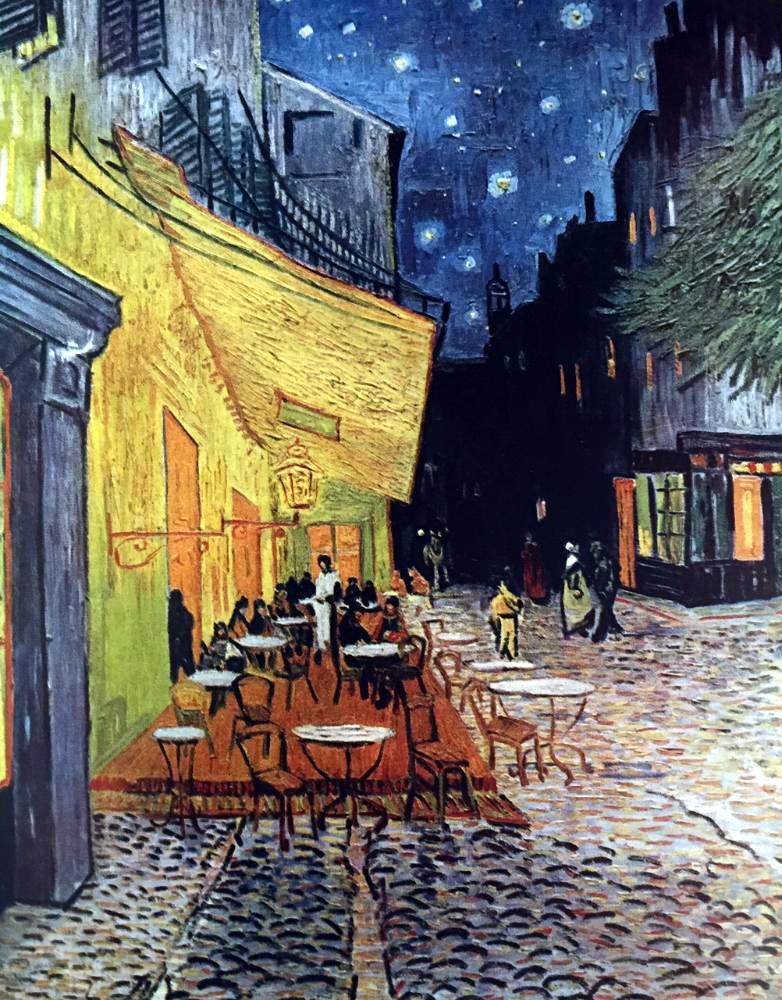 Vincent Van Gogh Sidewalk Cafe at Night c.1888 Fine Art Print from Museum Artist - Click Image to Close