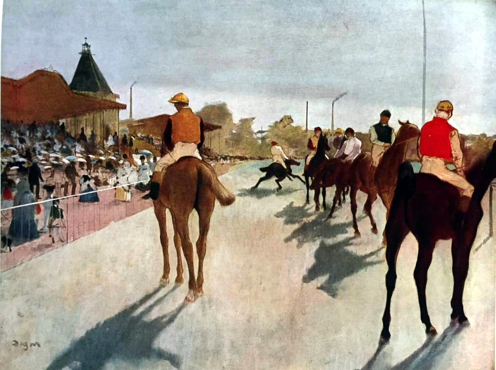 Edgar-Hilaire-Germain Degas At The Race Course c.1869-72 Fine Art Print from Museum Artist - Click Image to Close