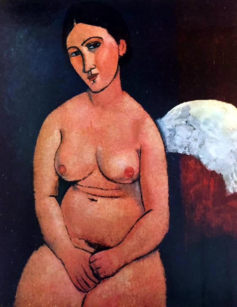 Amedeo Modigliani Seated Nude c.1918 Fine Art Print from Museum Artist - Click Image to Close