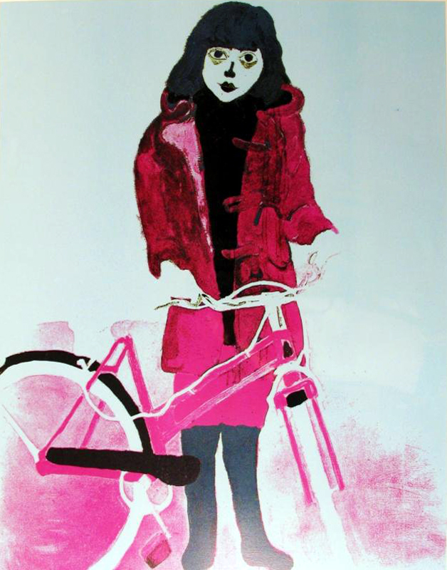 Girl with Bike - Click Image to Close