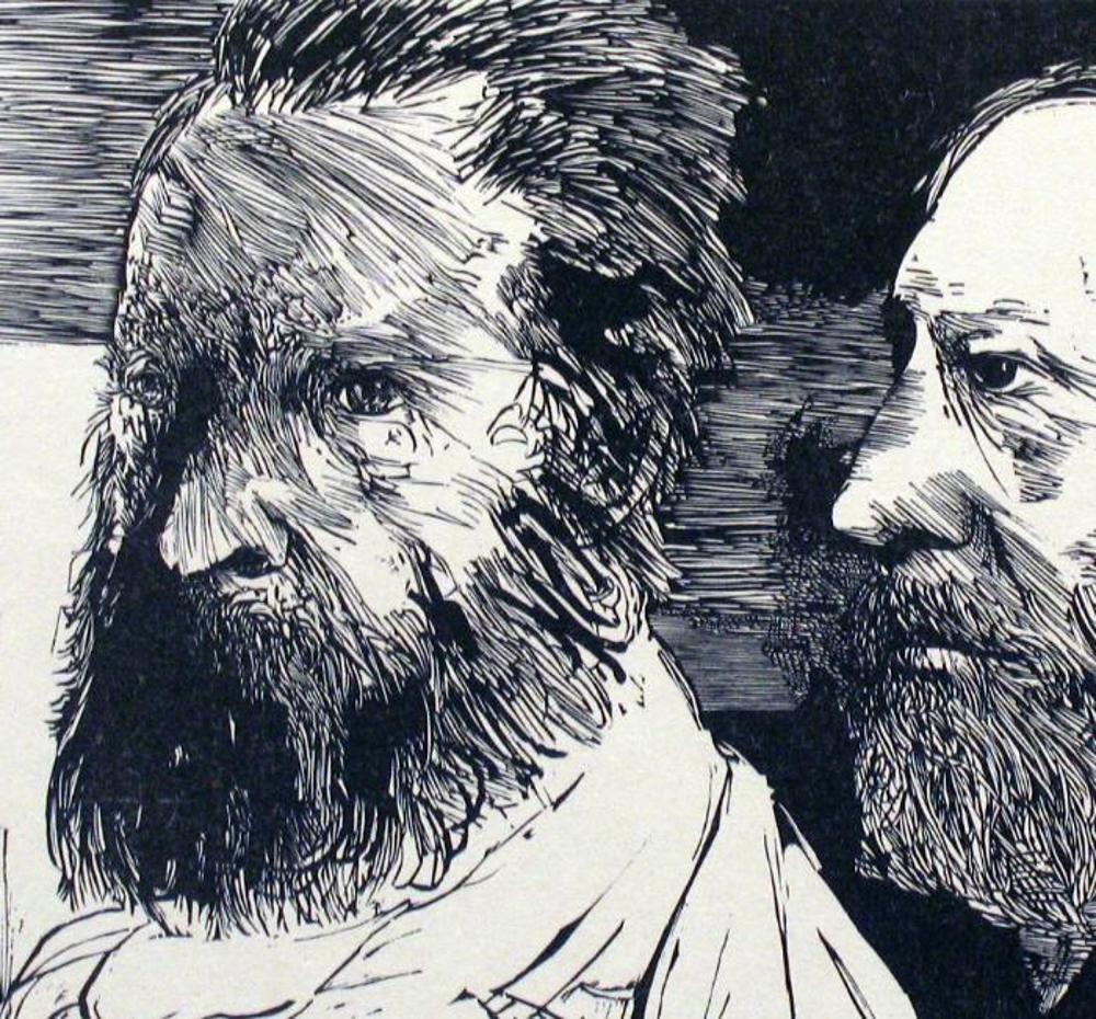 Leonard Baskin Two Bearded Men - Click Image to Close