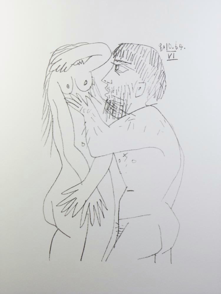 Pablo Picasso Couple dated 8.10.64 - Click Image to Close
