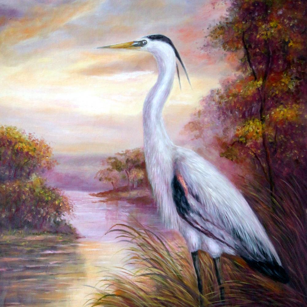 M.P. Elliott In Marsh Standing Egret
