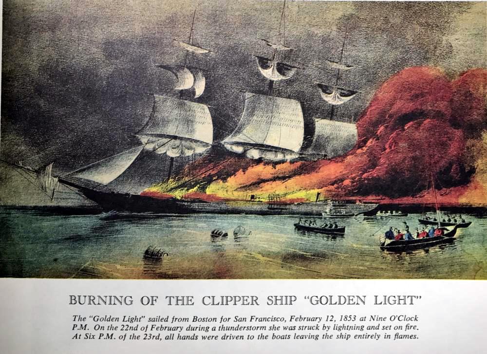 Burning Of The Clipper Ship Golden Light