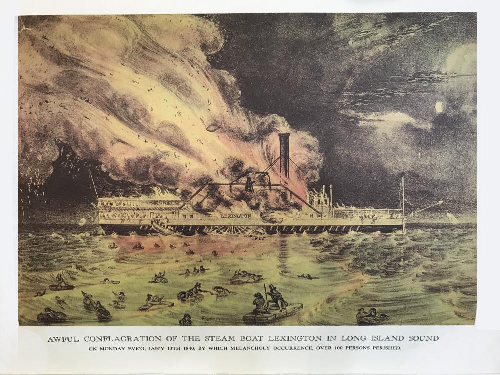 Steam Ships: Awful Conflagration Of The Steamboat Lexington In Long Island
