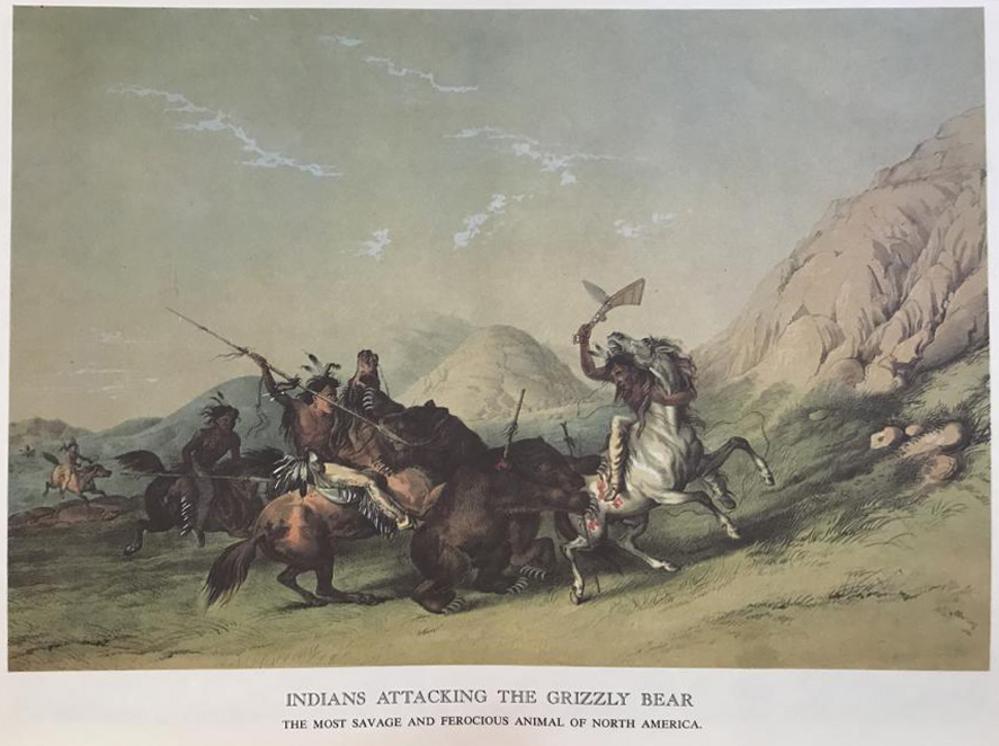 The North American Indian: Indians Attacking The Grizzly Bear