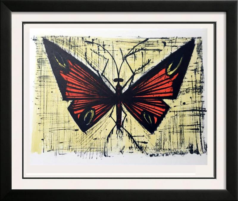 Bernard Buffet Plate Fifty One Red and Yellow Butterfly