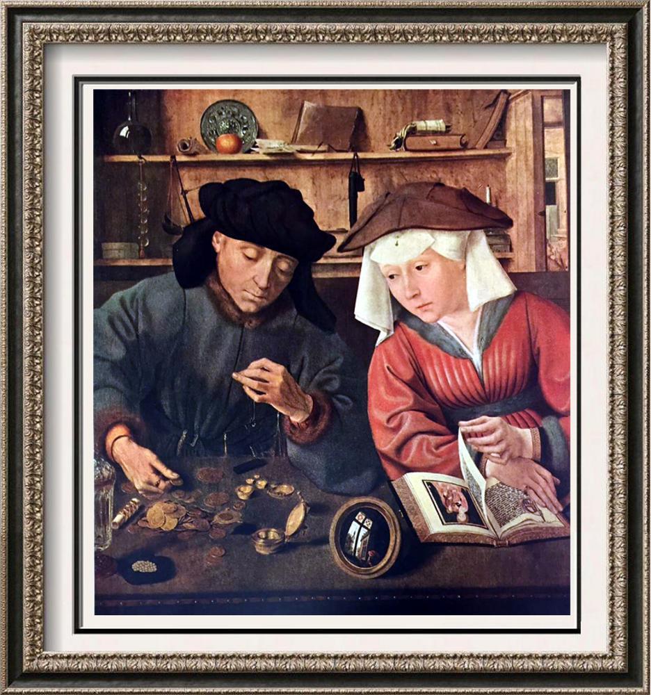 Masterpieces of Flemish Painting Quentin Massys: The Moneychanger and his Wife c.1520 Fine Art Print from Museum Artist