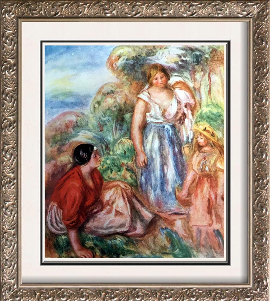 Pierre Auguste Renoir Peintures Deux Femmes Et Une Fillette Dans Un Paysage c.1912-14 Fine Art Print from Museum Artist