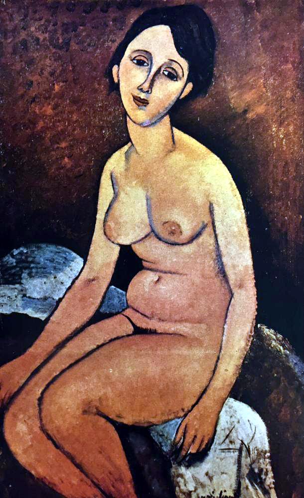 Amedeo Modigliani Peintures Nu Assis c.1918-19 Fine Art Print from Museum Artist - Click Image to Close
