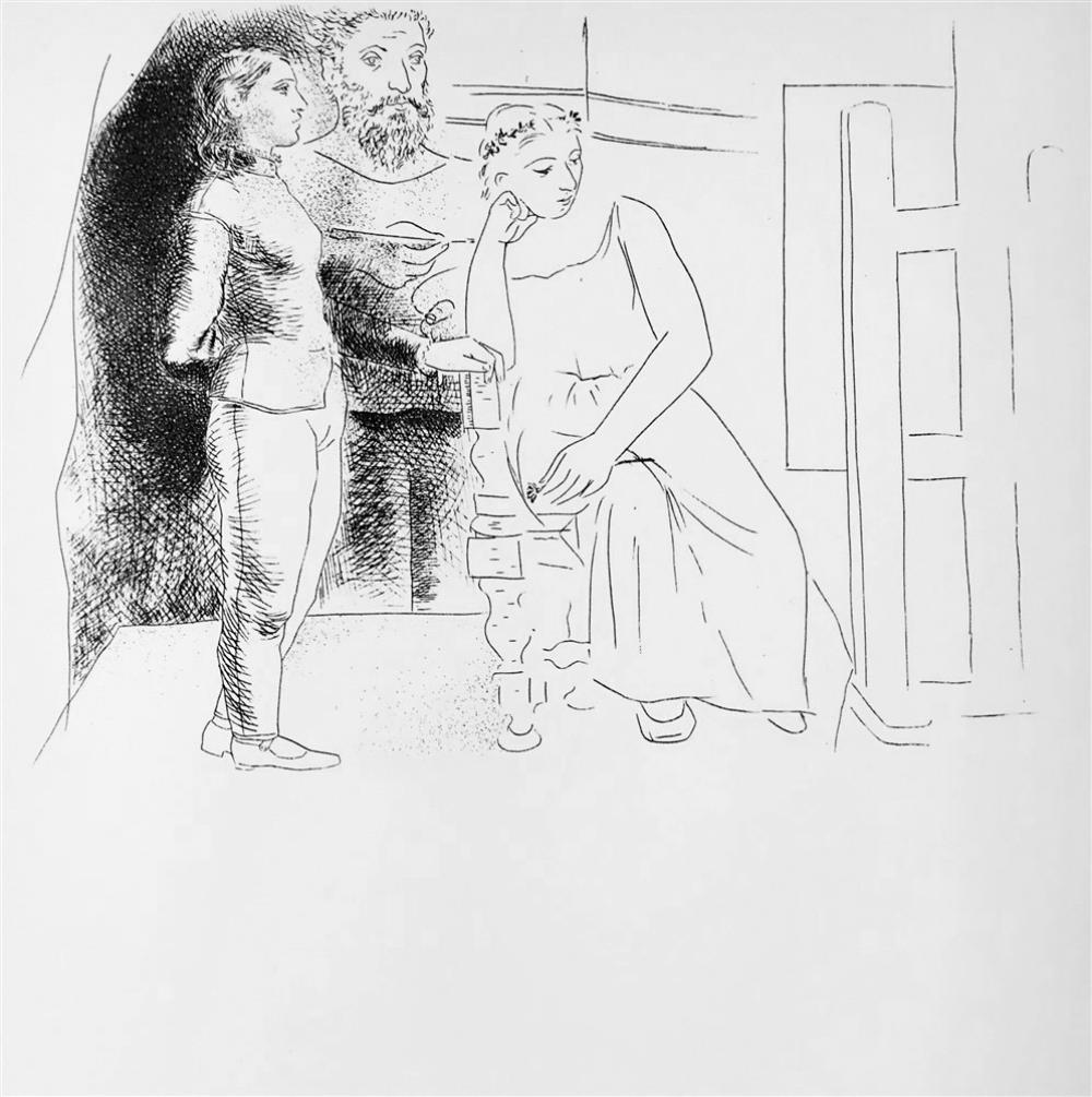 Pablo Picasso Painter Between Two Models c. 1927 Fine Art Print from Museum Artist - Click Image to Close