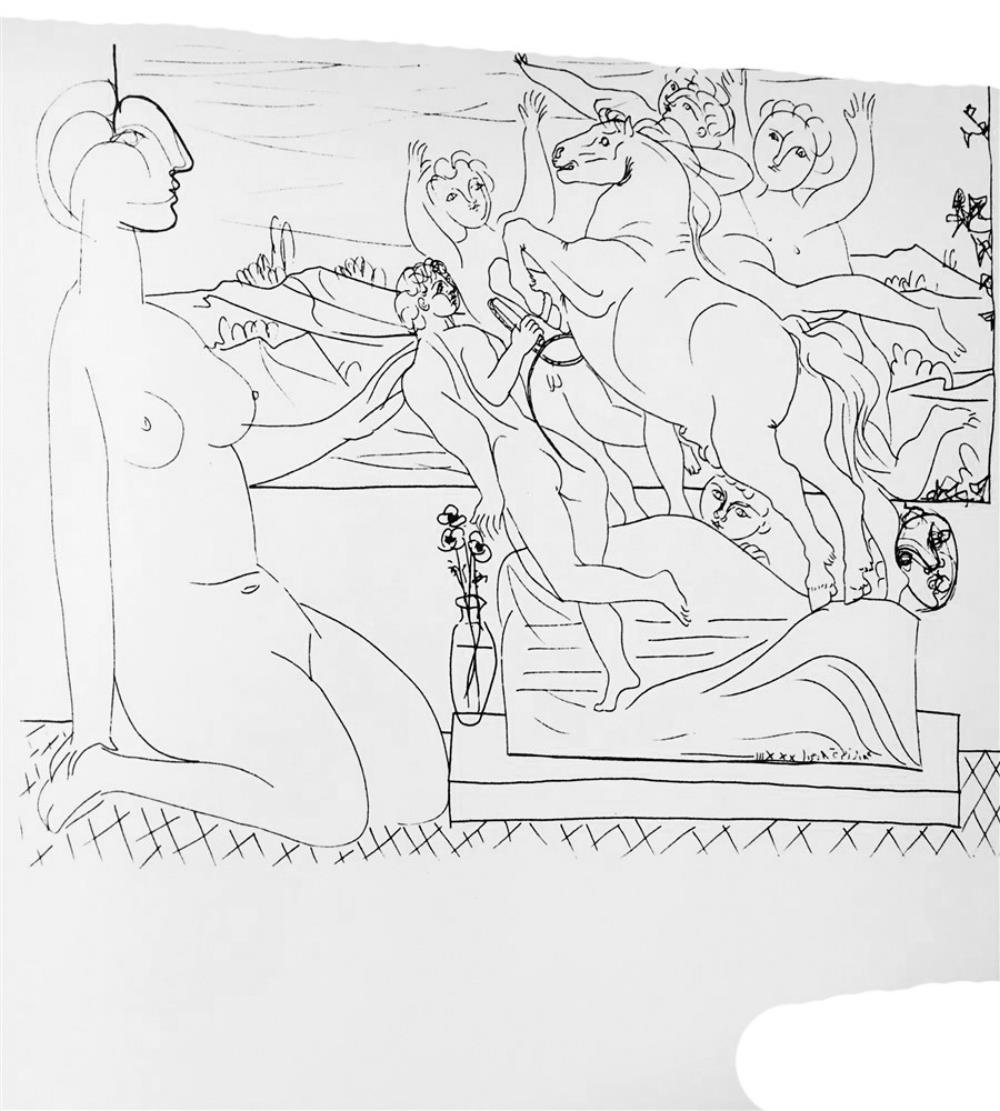 Pablo Picasso Kneeling Nude and Statue c. 1933 Fine Art Print from Museum Artist - Click Image to Close