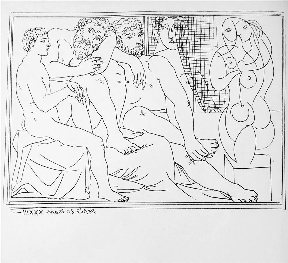 Pablo Picasso Figures and a Statue c. 1933 Fine Art Print from Museum Artist