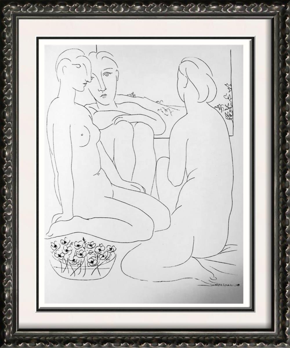 Pablo Picasso Three Seated Nudes and Basket of Flowers c. 1933 Fine Art Print from Museum Artist