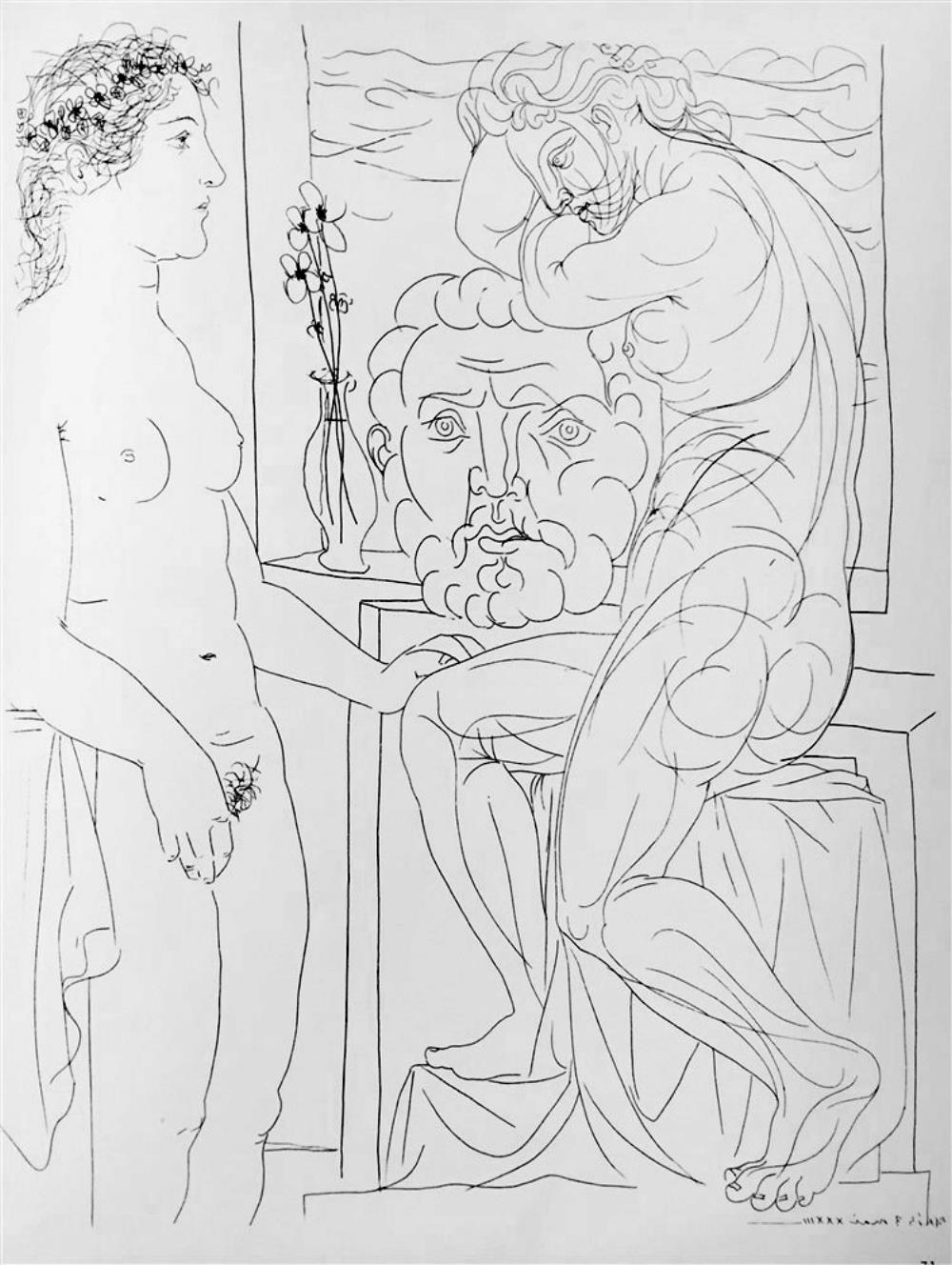 Pablo Picasso Nude and Two Sculptures c. 1933 Fine Art Print from Museum Artist