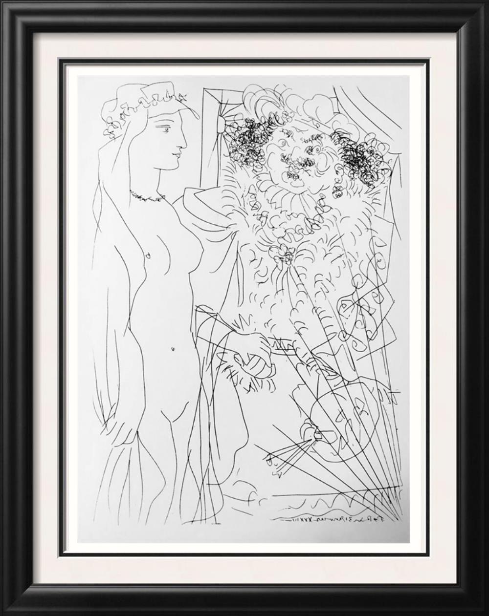 Pablo Picasso Nude and Self-Portrait of Rembrandt c. 1933 Fine Art Print from Museum Artist