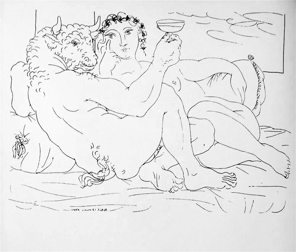 Pablo Picasso Minotaur and Woman c. 1933 Fine Art Print from Museum Artist - Click Image to Close