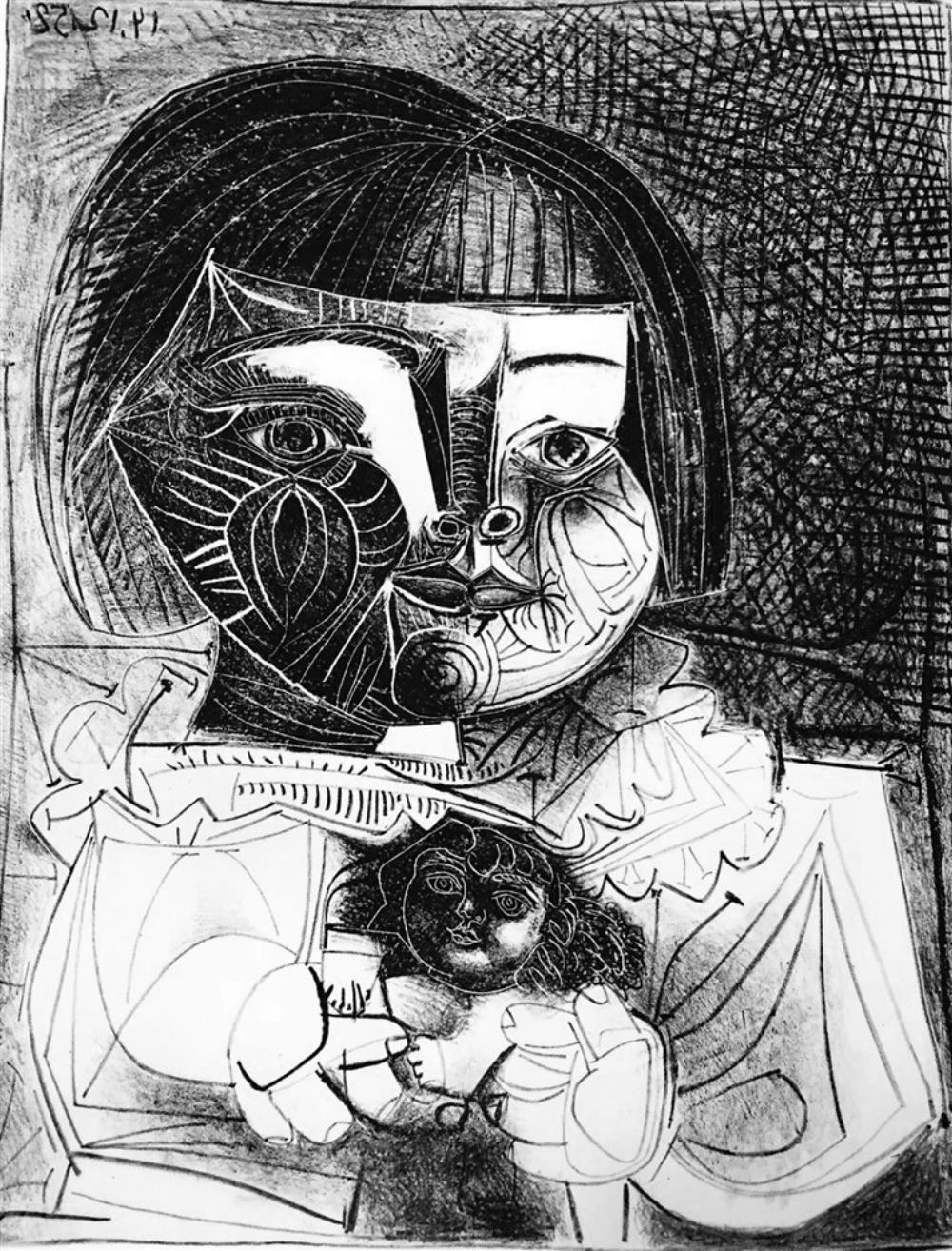 Pablo Picasso Paloma and Her Doll c. 1952 Fine Art Print from Museum Artist - Click Image to Close