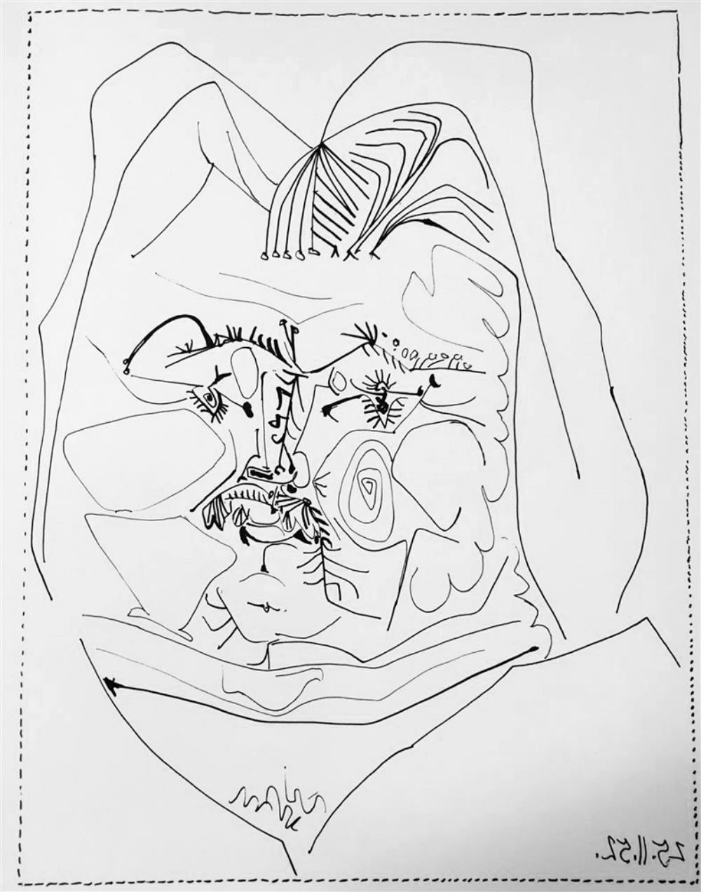 Pablo Picasso Head of Balzac c. 1952 Fine Art Print from Museum Artist - Click Image to Close