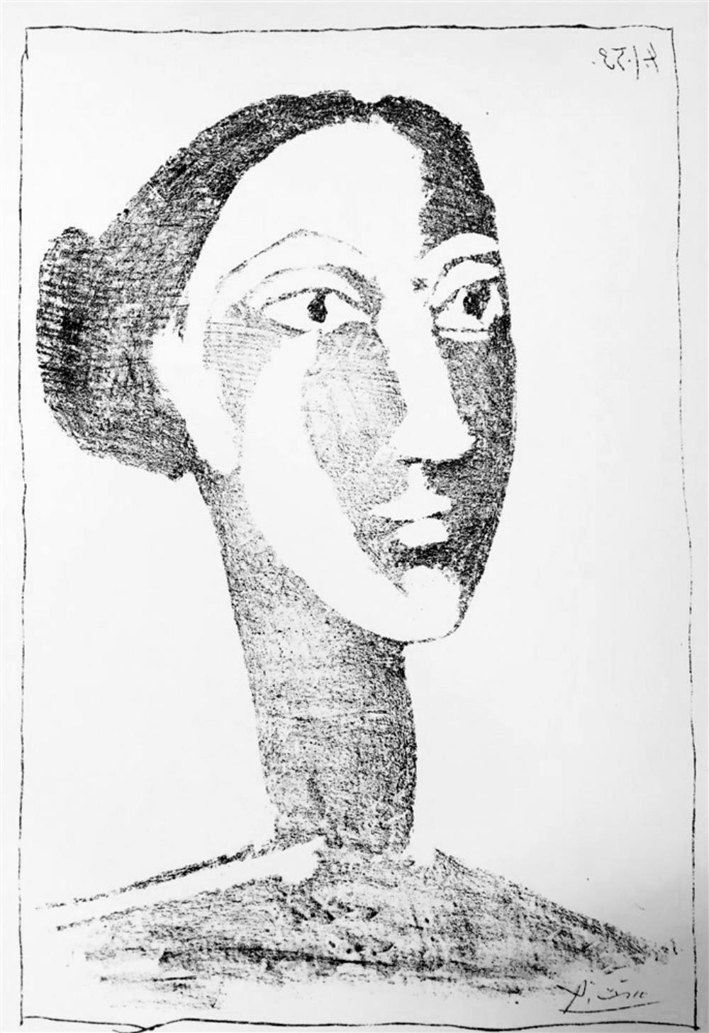 Pablo Picasso Head of a Woman with a Chignon c. 1953 Fine Art Print from Museum Artist - Click Image to Close