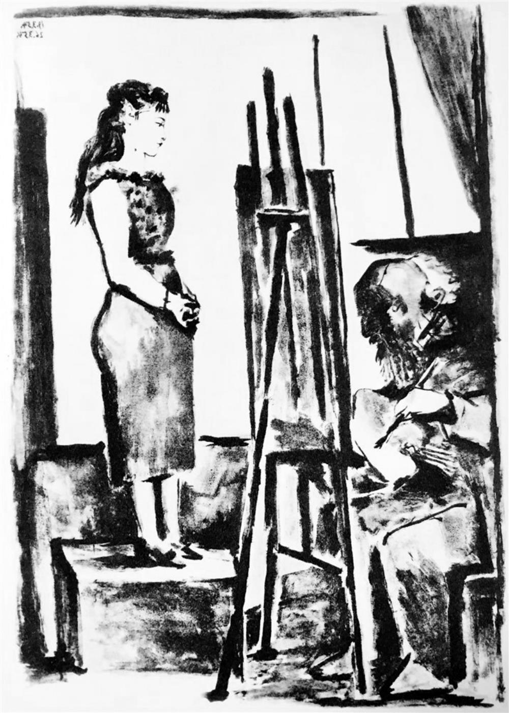 Pablo Picasso Clothed Model Posing c. 1954 Fine Art Print from Museum Artist - Click Image to Close