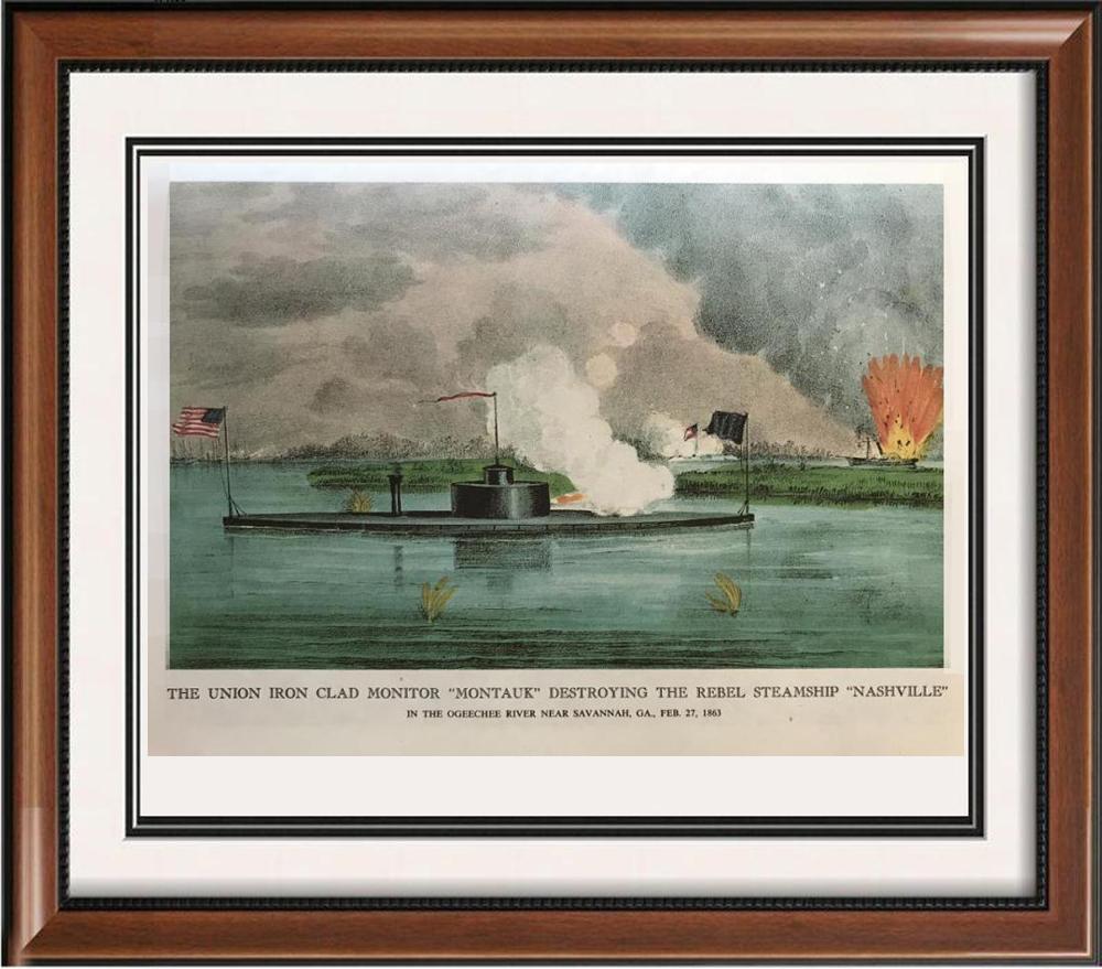 Civil War: The Union Ironclad Monitor Montauk Destroying The Rebel Steamship Nashville