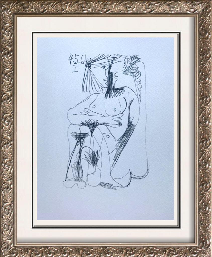 Pablo Picasso Sitting Lovers Lithograph on Arches Paper