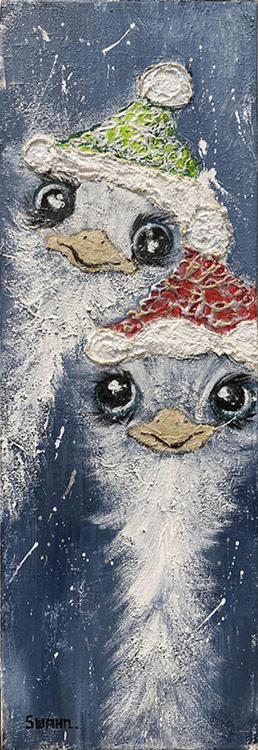 Janet Swahn HaPpY Christmas Us Two Mixed Media Painting on Canvas