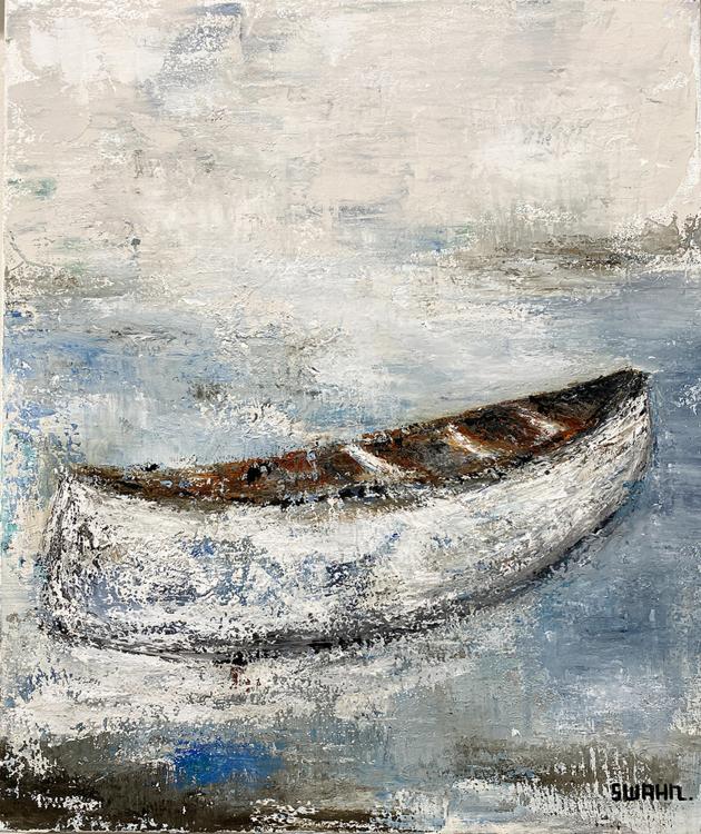 Janet Swahn Boat Series Mixed Media Painting on Canvas