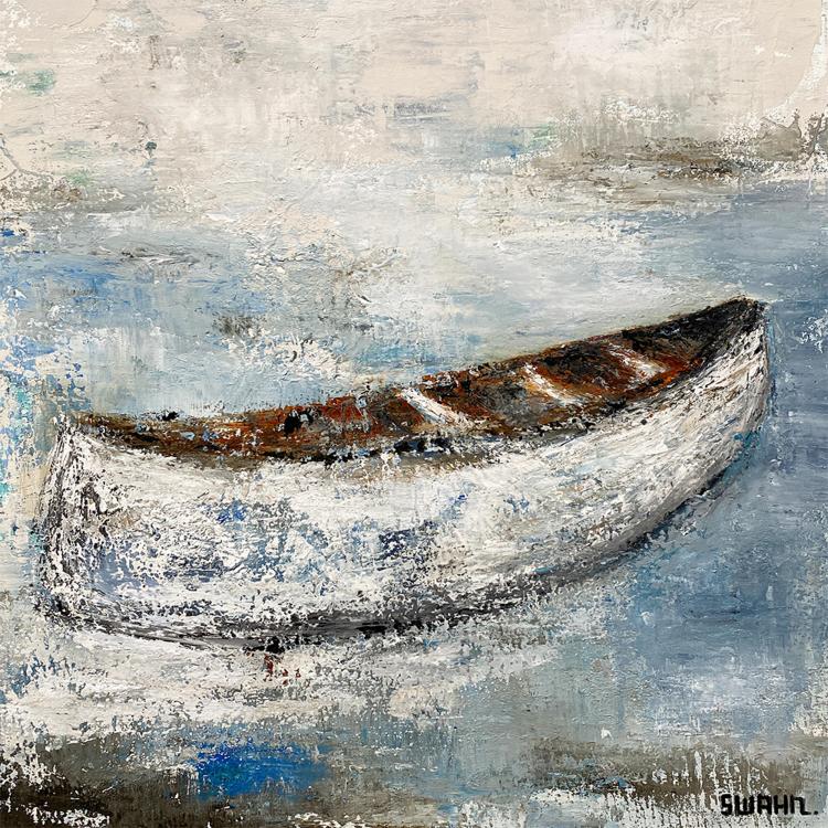 Janet Swahn Boat Series Mixed Media Painting on Canvas