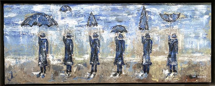 Janet Swahn Every.Man Umbrella Men Mixed Media Painting on Canvas