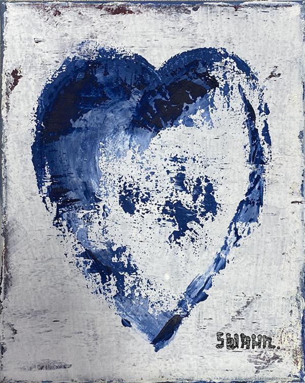 Janet Swahn Heart in Blue I Mixed Media Painting on Canvas