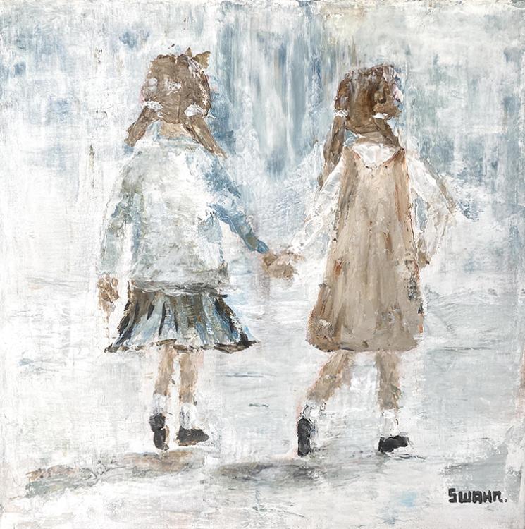 Janet Swahn Family Series Sisters Mixed Media Painting on Canvas
