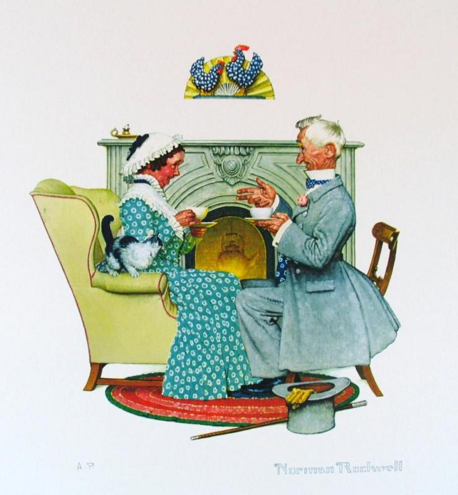 Norman Rockwell Gaily Sharing Vintage Times