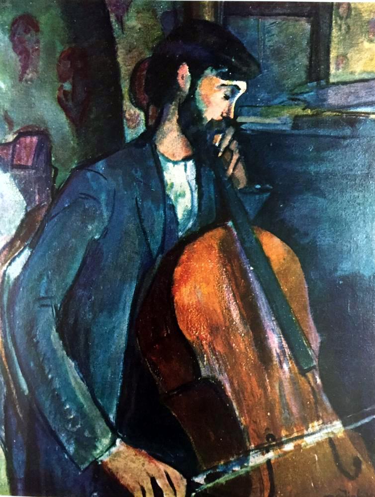 Amedeo Modigliani The Cellist (Study) c.1909 Fine Art Print from Museum Artist - Click Image to Close
