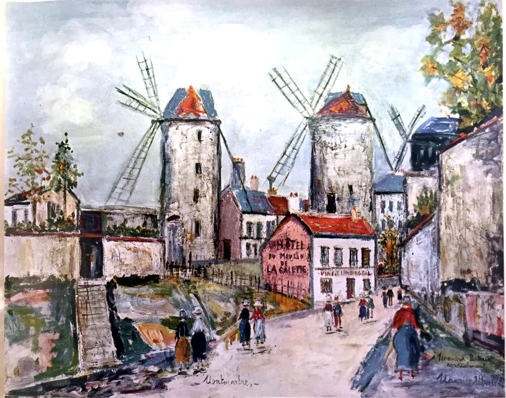 Maurice Utrillo Windmills of Montmartre c.1949 Fine Art Print from Museum Artist - Click Image to Close