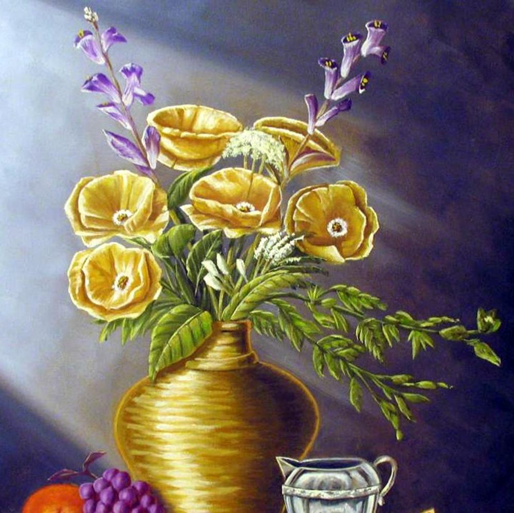 Bob Shepherd Vase with Flowers - Click Image to Close