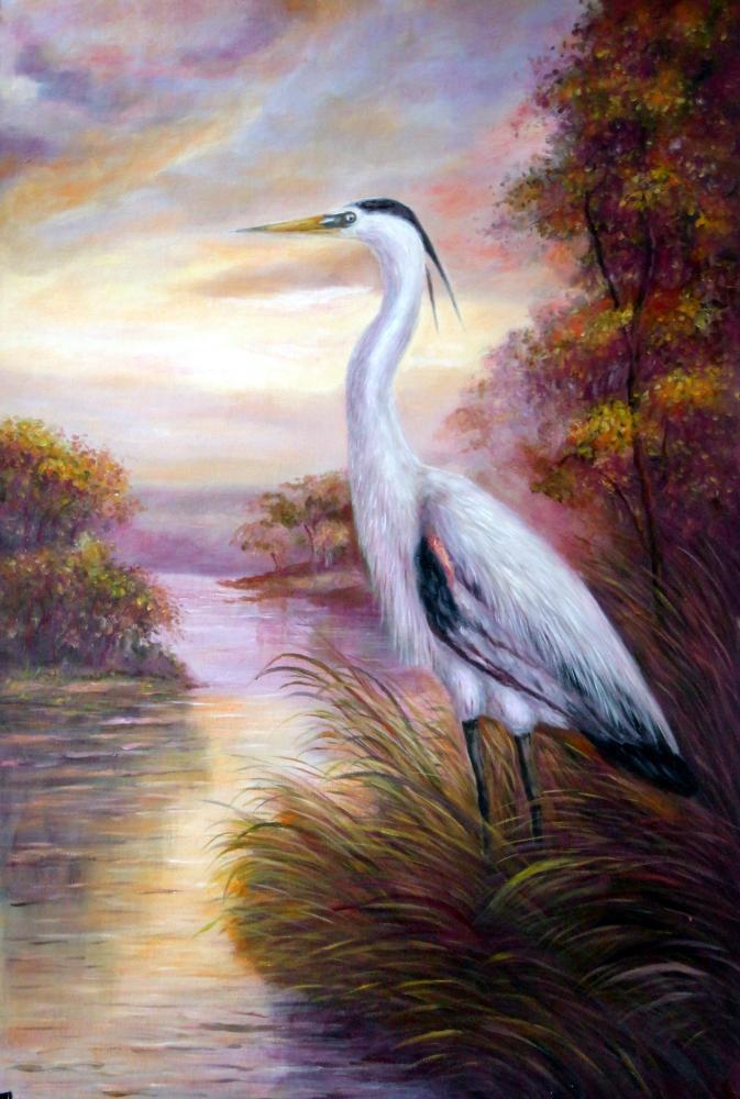 M.P. Elliott In Marsh Standing Egret