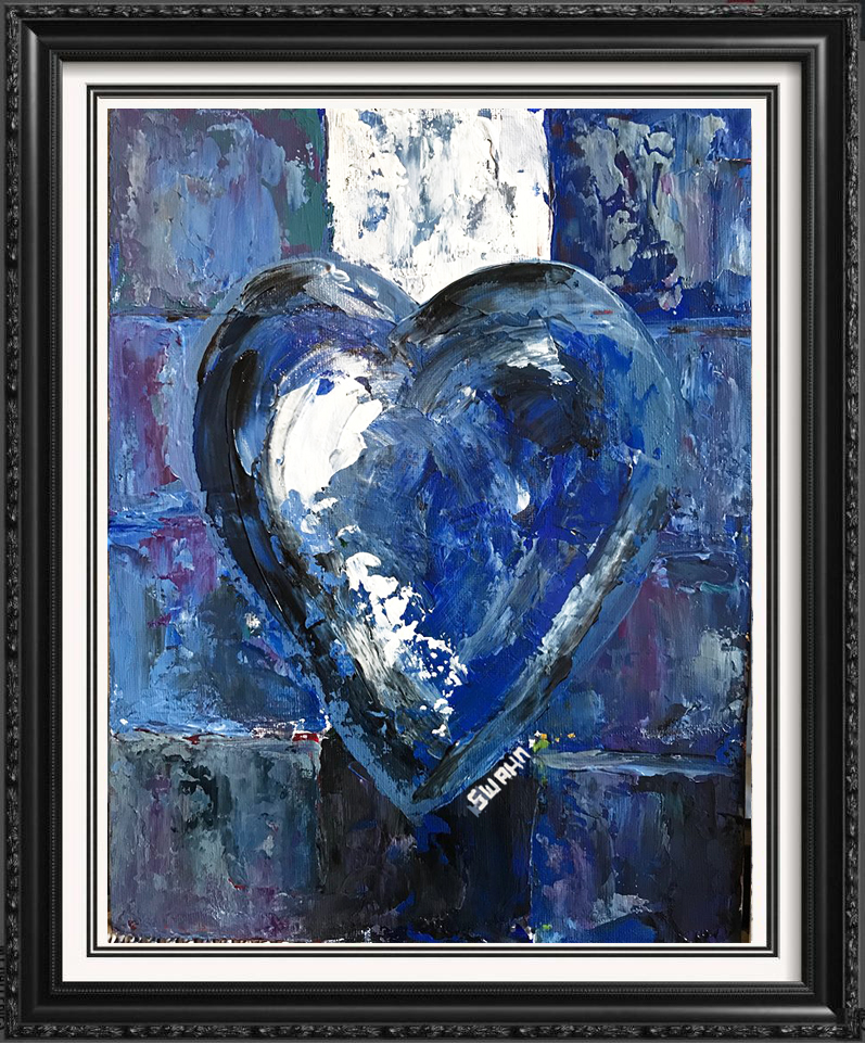 Janet Swahn Heart Square Blue I