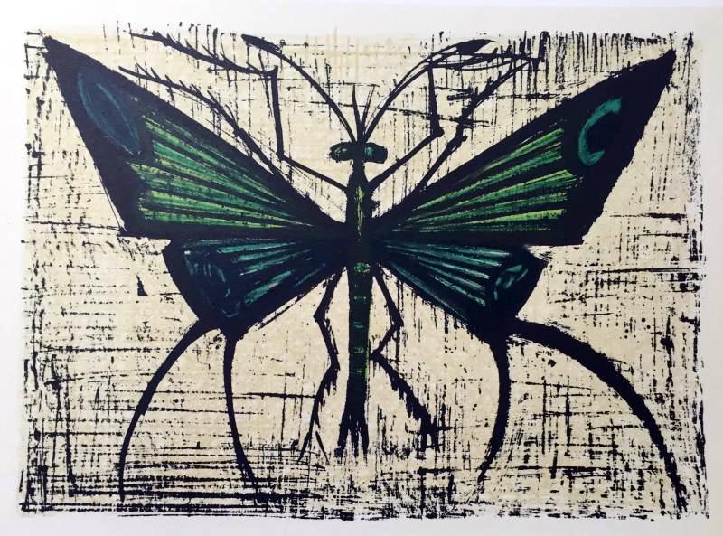 Bernard Buffet Plate Forty Eight Green Butterfly